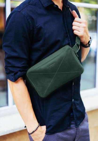 Шкіряна поясна сумка Dropbag Maxi зелена BN-BAG-20-iz фото