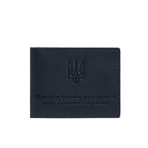 Шкіряна обкладинка для посвідчення ветерана військової служби темно-синя BN-OP-29-navy-blue фото
