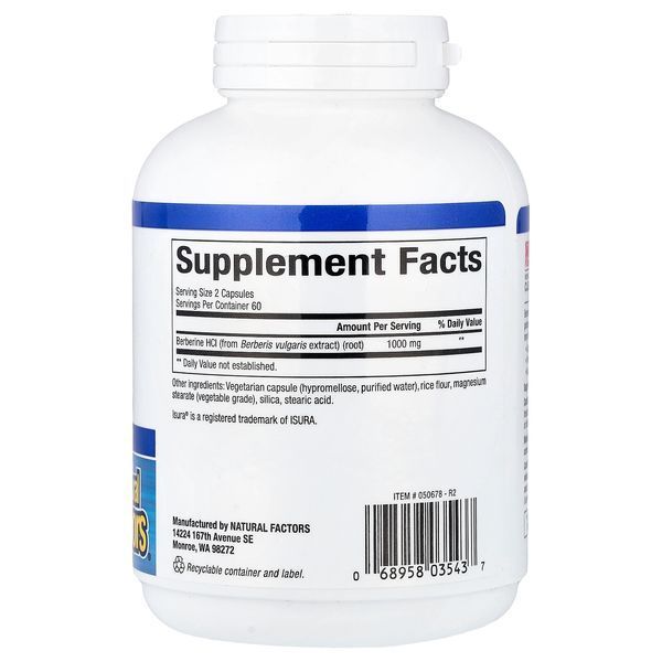Natural Factors WellBetX Berberine 500 mg 120 капсул - Natural Factors