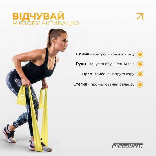 Стрічка латексна EasyFit 0.5 мм для пілатеса та йоги жовта - EasyFit