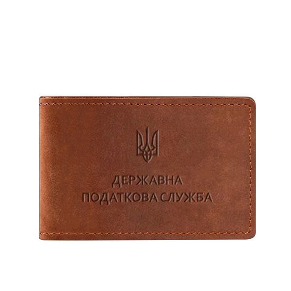 Шкіряна обкладинка на посвідчення Державної податкової служби світло-коричнева Crazy Horse - BlankNote