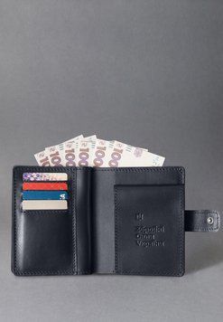 Обкладинка-портмоне для військового квитка та посвідчення УБД синя краст BN-OP-37-navy-blue фото