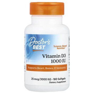 Doctor's Best Vitamin D3 25 mcg (1,000 IU) 180 капсул Doctor's Best купити в Україні