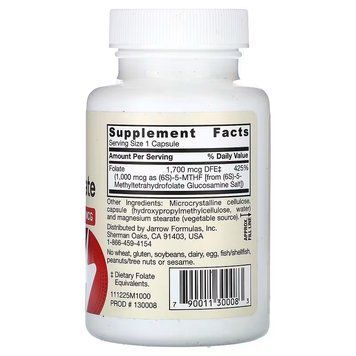 Jarrow Formulas Methyl Folate 1000 mcg 100 капсул - Jarrow Formulas