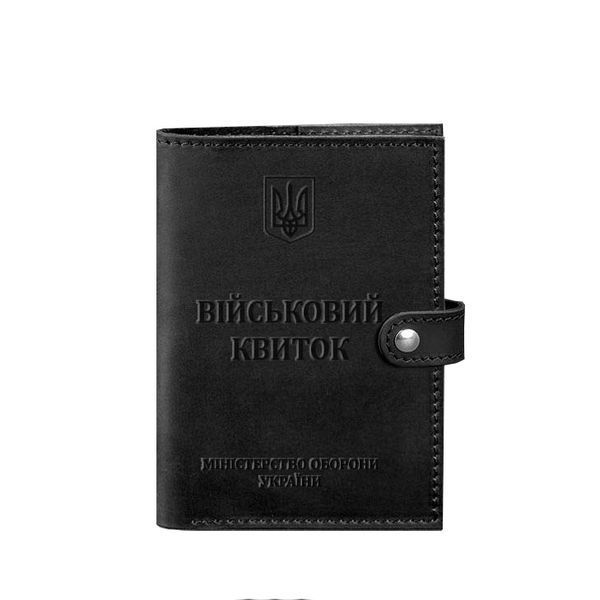 Шкіряна обкладинка-портмоне для військового квитка 15.0 чорна Crazy Horse - BlankNote