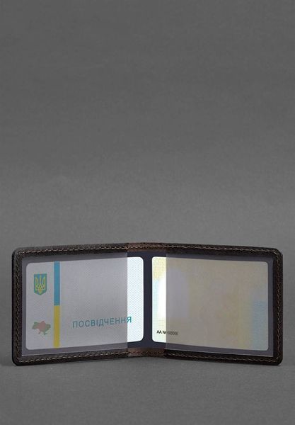 Шкіряна обкладинка для посвідчення з гербом темно-коричнева BN-IDC-2-choko фото