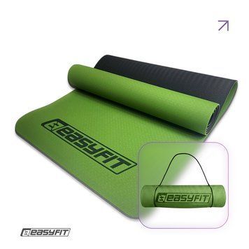 Коврик для йоги и фитнеса EasyFit TPE+TC 6 мм двухслойный зеленый-черный EF-1924-GNBK фото