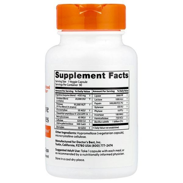 Doctor's Best Digestive Enzymes 90 рослинних капсул - Doctor's Best