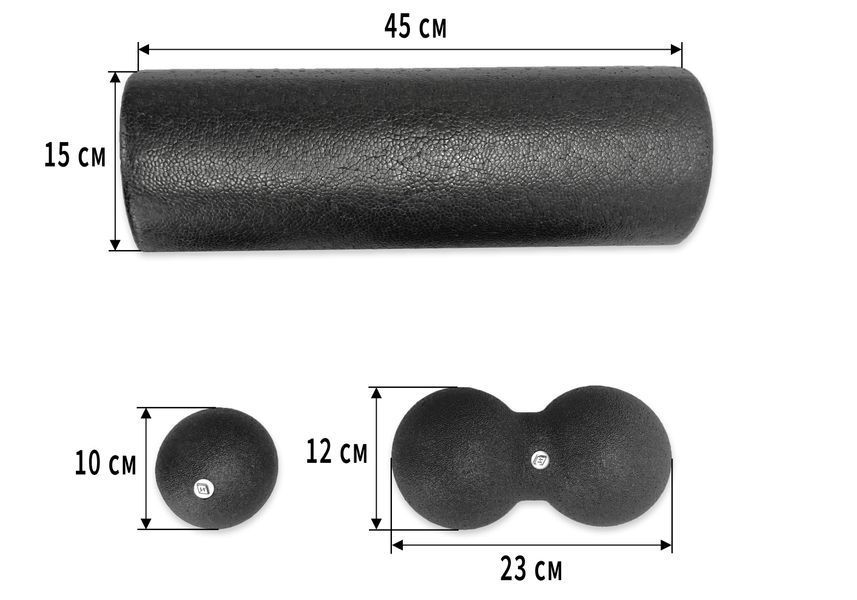 Набір для масажу EasyFit MioSet-XL (2 м'ячика+ролик) фото