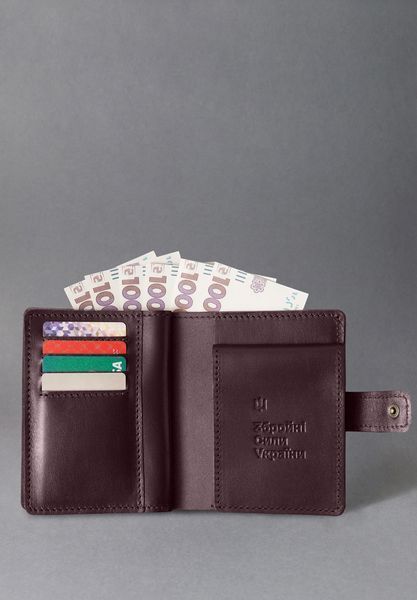 Обкладинка-портмоне для військового квитка та посвідчення УБД бордова краст BN-OP-37-vin фото