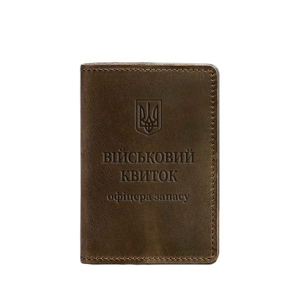 Шкіряна обкладинка для військового квитка офіцера запасу 8.0 темно-коричнева Crazy Horse BN-OP-8-o фото
