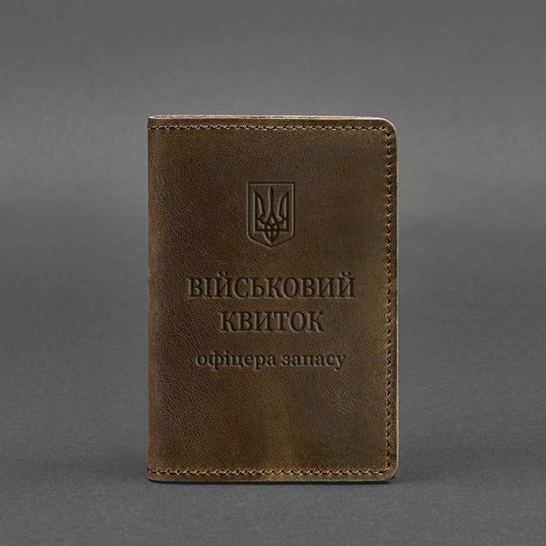 Шкіряна обкладинка для військового квитка офіцера запасу 8.0 темно-коричнева Crazy Horse BN-OP-8-o фото