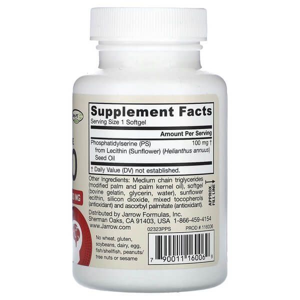 Jarrow Formulas PS100 Phosphatidylserine 100 mg 60 рідких капсул фото
