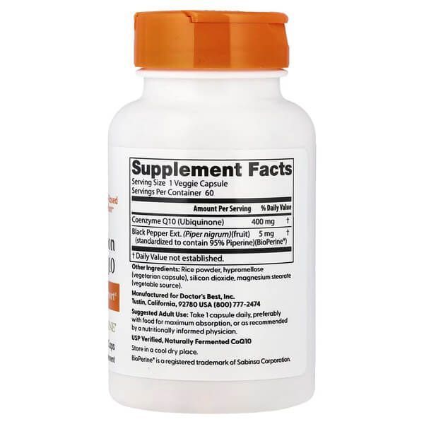 Doctor's Best High Absorption CoQ10 with BioPerine 400 mg 60 капсул DRB-00157 фото