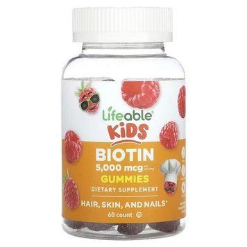 Lifeable Kids Biotin 5,000 mcg 60 жувальних цукерок LFB-73067 фото