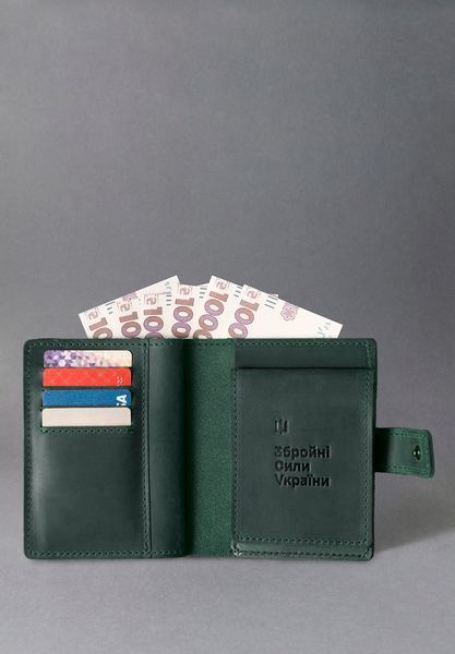 Обкладинка-портмоне для військового квитка та посвідчення УБД зелений Crazy Horse BN-OP-37-iz фото