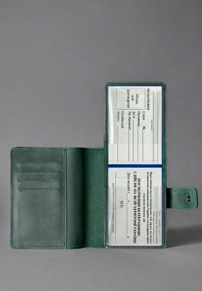 Обкладинка-портмоне для військового квитка та посвідчення УБД зелений Crazy Horse BN-OP-37-iz фото