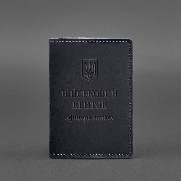 Шкіряна обкладинка для військового квитка офіцера запасу 8.0 темно-синя Crazy Horse BN-OP-8-nn фото