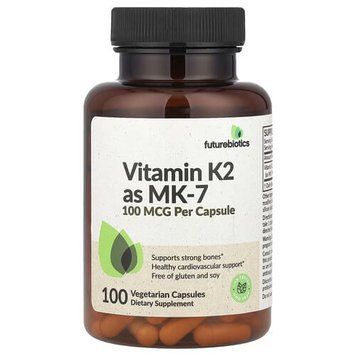 Futurebiotics Vitamin K2 as MK-7 100 mcg 100 рослинних капсул FBS-50090 фото