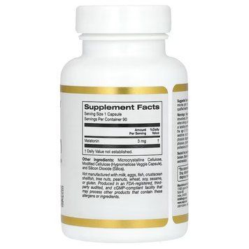 California Gold Nutrition Melatonin 3 mg 90 капсул California Gold Nutrition купити в Україні