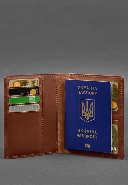 Шкіряна обкладинка-органайзер для документів 6.1 світло-коричневий краст BN-OP-6-1-k фото