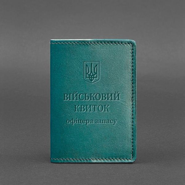 Шкіряна обкладинка для військового квитка офіцера запасу 8.0 зелена фото