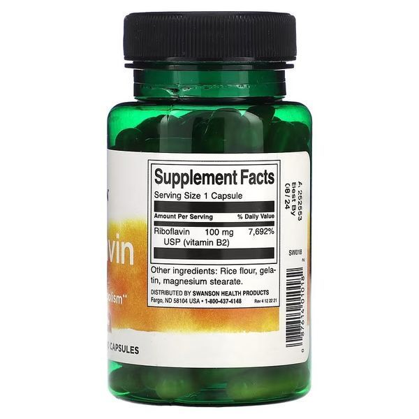 Swanson Vitamin B2 Riboflavin 100 mg 100 капсул - Swanson