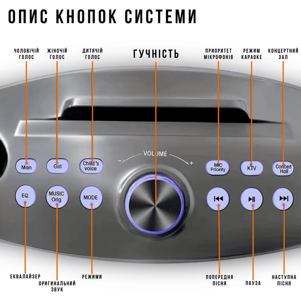 Портативна Бездротова Караоке Система з Двома Мікрофонами SDRD Блютуз Колонка з Підтримкою 3D Stereo та Функцією Зміни Голосу SD306 Plus фото