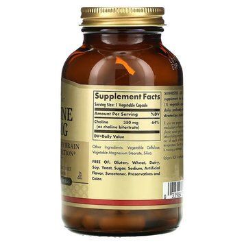 Solgar Choline 350 mg 100 капсул Solgar купити в Україні