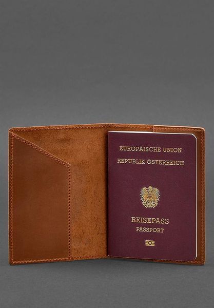 Шкіряна&nbsp;обкладинка&nbsp;для&nbsp;паспорта&nbsp;з&nbsp;австрійським&nbsp;гербом&nbsp;світло-коричнева&nbsp;Crazy&nbsp;Horse BN-OP-AT-k-kr фото