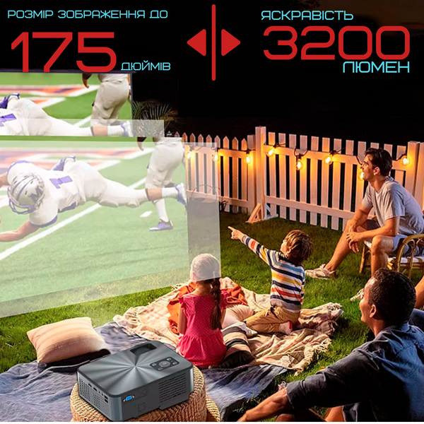 Домашній Проектор Міні WIFI 3200 Lumen з Динаміком + Bluetooth 5.0 Cheerlux C9 Pro 1920*1080 P Full HD C9 Pro WIFI фото