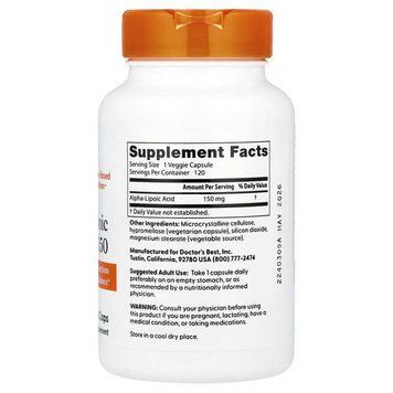 Doctor's Best Alpha-Lipoic Acid 150 mg 120 капсул Doctor's Best купити в Україні