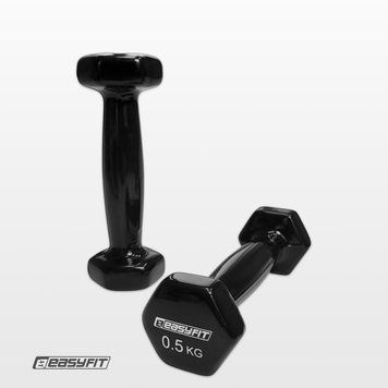 Гантель для фітнесу 0.5 кг EasyFit із вініловим покриттям чорна EF-0005-BK фото