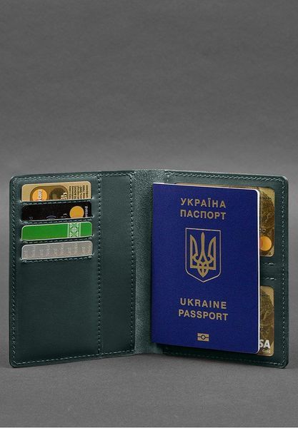 Шкіряна обкладинка-органайзер для документів 6.1 зелений краст фото
