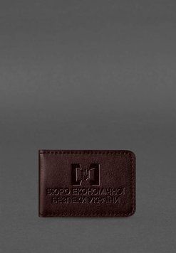 Шкіряна обкладинка для посвідчення БЕБ (Бюро економічної безпеки України) Бордова BN-OP-33-vin фото