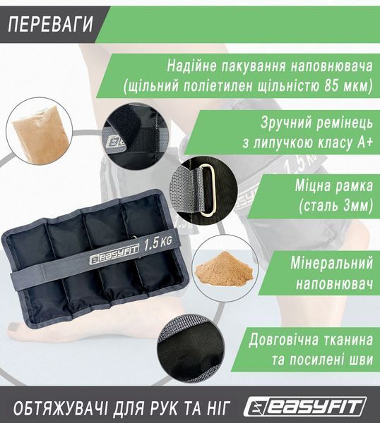 Обтяжувачі для ніг та рук EasyFit 1.5 кг (пара) EF-WHT-1.5 фото