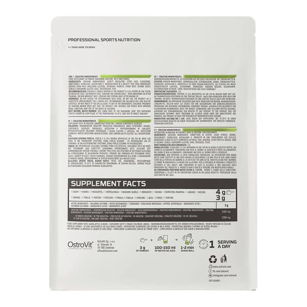 OstroVit Creatine Monohydrate 500 грам Зелене Яблуко OST-61764 фото
