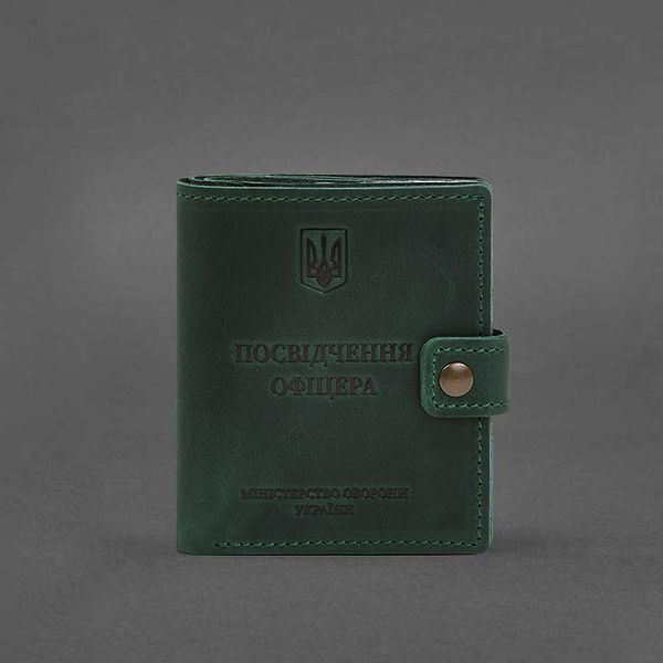 Шкіряна обкладинка-портмоне для посвідчення офіцера з кишенею для жетона 11.1 зелена Crazy Horse BN-OP-11-1-iz фото