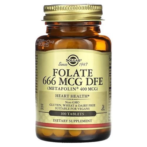 Solgar Folate 666 mcg DFE (Metafolin 400 mcg) 100 таблеток фото