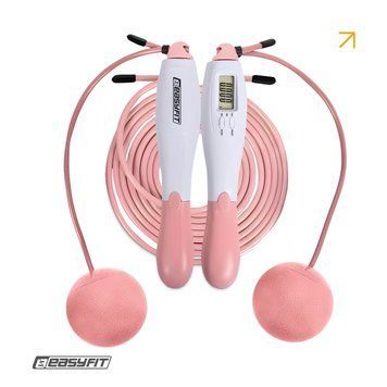 Скакалка без шнура EasyFit TwinRope со счетчиком 2,8 м белый-розовый EF-1909-WP фото