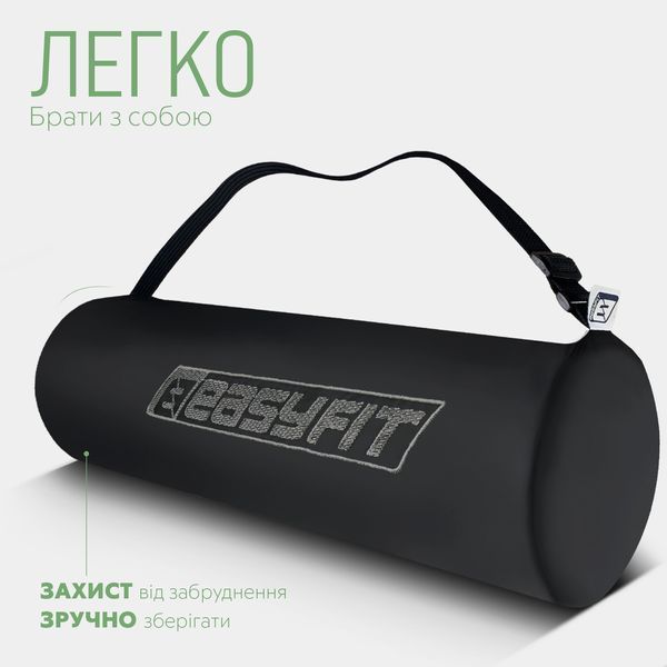 Килимок для йоги та фітнеса EasyFit TPE+TC 6мм двошаровий + Чохол чорний з зеленим фото