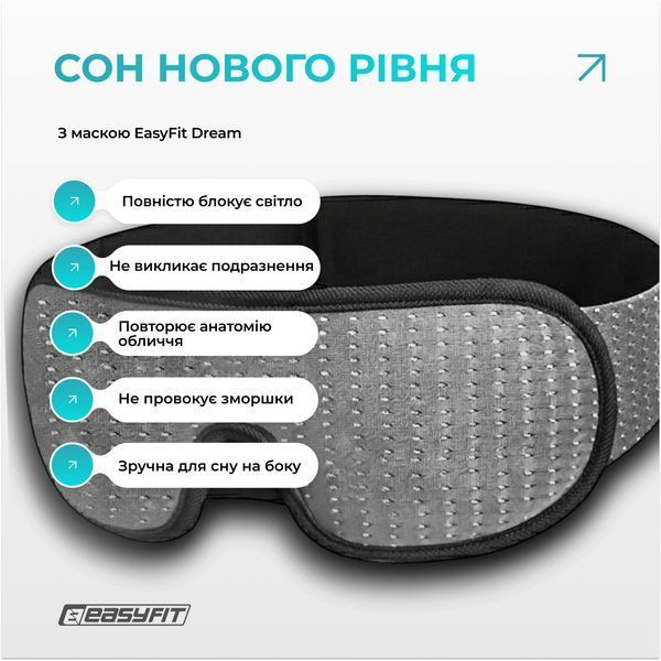 Маска для сну 3D EasyFit Dream з ефектом пам&rsquo;яті (сіра) EF-0910-GY фото