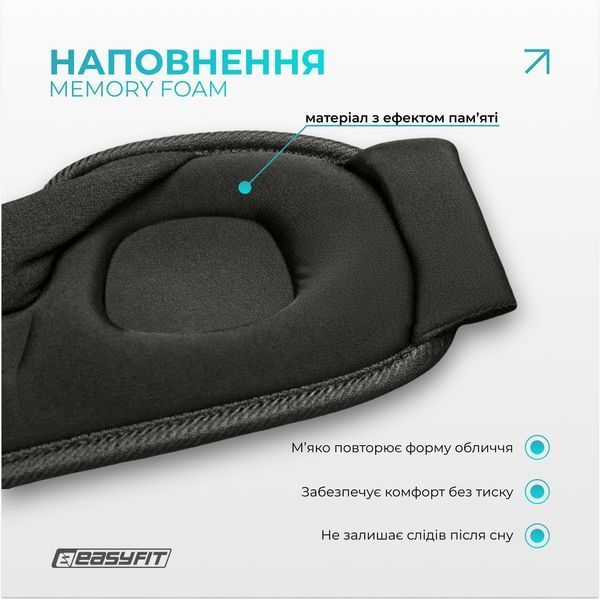 Маска для сну 3D EasyFit Dream з ефектом пам&rsquo;яті (сіра) EF-0910-GY фото