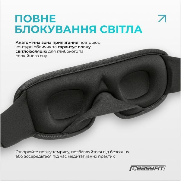Маска для сну 3D EasyFit Dream з ефектом пам&rsquo;яті (сіра) EF-0910-GY фото