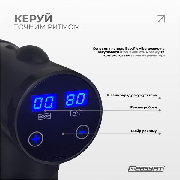 Перкусійний масажер для спини EasyFit Vibe 6 насадок, 30 режимів EF-2072 фото