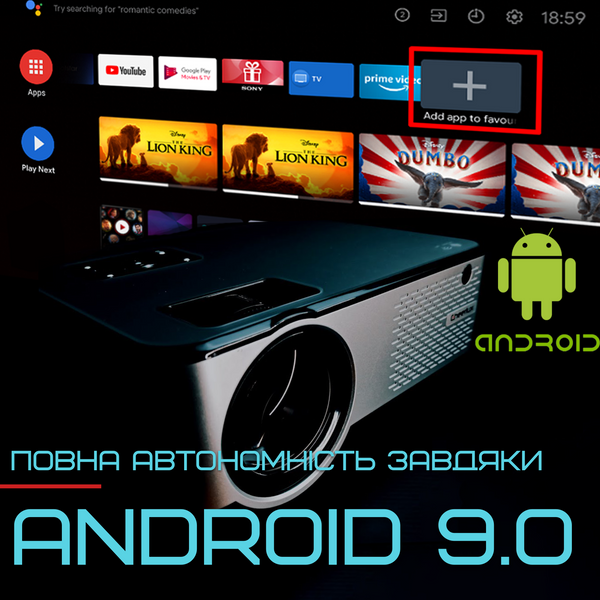 Портативний Домашній LED Проектор для Фільмів і Презентацій Full HD 1080P Smart Android 9.0 Wi-Fi Bluetooth 3200 Lumen Cheerlux C9 Pro C9 Pro Android фото