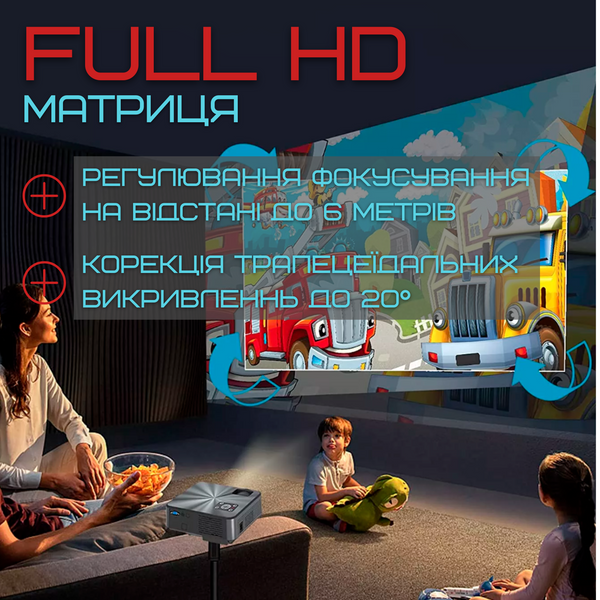 Портативний Домашній LED Проектор для Фільмів і Презентацій Full HD 1080P Smart Android 9.0 Wi-Fi Bluetooth 3200 Lumen Cheerlux C9 Pro C9 Pro Android фото