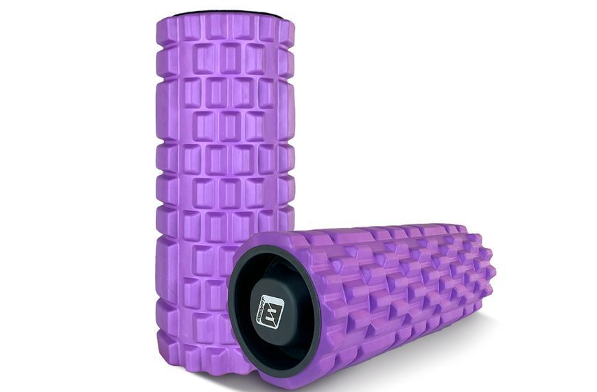Масажний ролик EasyFit Grid Roller 33 см v.1.1 міцний масажер (фіолетовий) фото