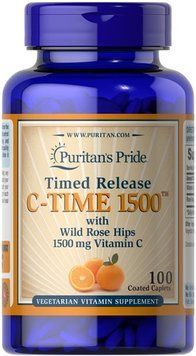 Puritan's Pride Vitamin C-1500 mg with Rose Hips Timed Release 100 таблеток Puritan's Pride купити в Україні