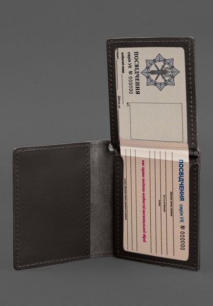 Шкіряна обкладинка для посвідчення офіцера ДПСУ (три кишені) темно-коричнева BN-OP-30-choko фото